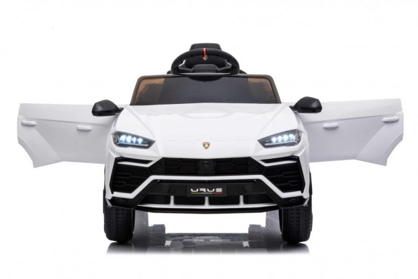 Beneo Elektrické autíčko Lamborghini Urus, 12V, 2,4 GHz dálkové ovládání, USB / SD Vstup, odpružení, otevírací dveře, měkké EVA kola, 2 X MOTOR, Bílé, ORIGINAL licence