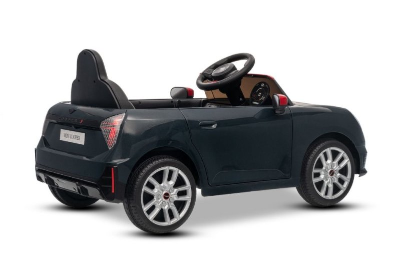 Beneo Elektrické auto BMW Mini Cooper 12V, černé, USB vstup s Bluetooth připojením na MP3 přehrávač, 2,4GHz dálkové ovládání, 2 x 25W motor, lithiová baterie, LED světla, ORIGINÁLNÍ licence