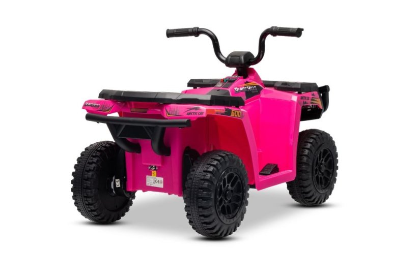 Elektrická čtyřkolka Beneo Arctic Cat 12V se zadním pohonem, růžová, LED světla, lithiová baterie, 2 x 25W motor, originální licence