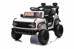 Elektrické autíčko Beneo Ford Bronco s pohonem zadních kol s licencí (Jednomístné), bílé, Lithiová baterie, Vysoký podvozek, široké sedátko, Odpružená zadní náprava, 2,4 GHz Dálkový ovladač, MP3 přehrávač se vstupem USB, LED
