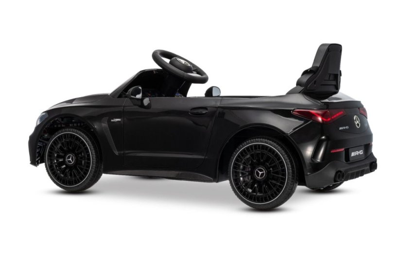 Beneo Elektrické autíčko Mercedes CLE 12V s pohonom zadných kolies, čierne, Jednomiestne, Lítiová batéria, LED svetlá, široké sedadlo, 2,4 GHz diaľkový ovládač, MP3 prehrávač so vstupom USB/AUX a Bluetooth, ORIGINAL Licencia