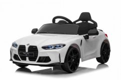 Beneo Elektrické autíčko BMW M4, bílé, 2,4 GHz dálkové ovládání, USB/Aux Vstup, odpružení, 12V baterie, LED Světla, 2 X MOTOR, ORIGINAL licence