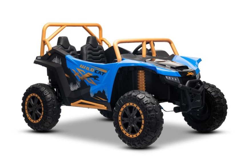 Elektrická buggy Arctic CAT XXL 4x4 24V, modrá, dvoumístná, měkká EVA kola, výkonné motory, lithiová baterie, MP3 přehrávač s Bluetooth, odpružená zadní náprava, koženková sedadla, originální licence