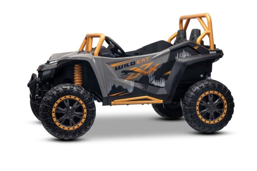 Elektrická buggy Arctic CAT XXL 4x4 24V, šedá, dvoumístná, měkká EVA kola, výkonné motory, lithiová baterie, MP3 přehrávač s Bluetooth, odpružená zadní náprava, koženková sedadla, originální licence