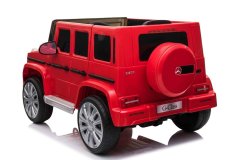 Beneo Elektrické autíčko Mercedes G500 12V, červené, 2,4 GHz diaľkové ovládanie, USB / SD Vstup, odpruženie, Lítiová batéria, LED svetlá, ORIGINÁL licencia