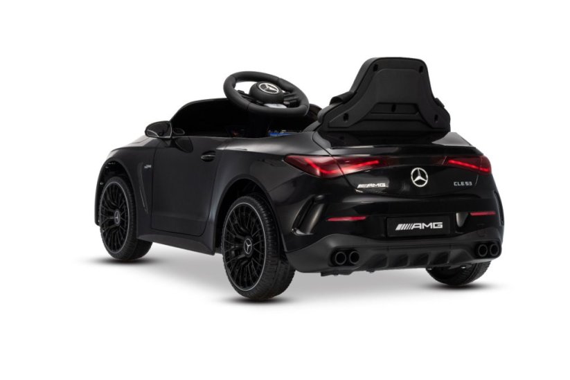 Beneo Elektrické autíčko Mercedes CLE 12V s pohonom zadných kolies, čierne, Jednomiestne, Lítiová batéria, LED svetlá, široké sedadlo, 2,4 GHz diaľkový ovládač, MP3 prehrávač so vstupom USB/AUX a Bluetooth, ORIGINAL Licencia