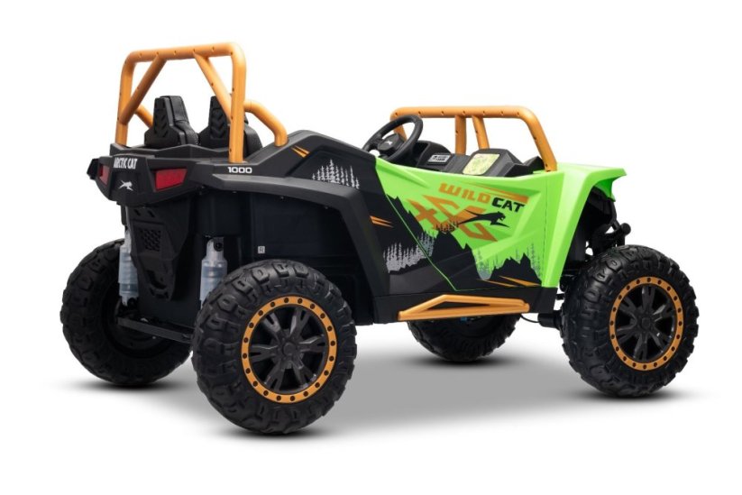Elektrická buggy Arctic CAT XXL 4x4 24V, zelená, dvoumístná, Měkká EVA kola, Výkonné motory, Lithiová baterie, MP3 přehrávač s Bluetooth, Odpružená zadní náprava, Koženková sedadla, Originální licence