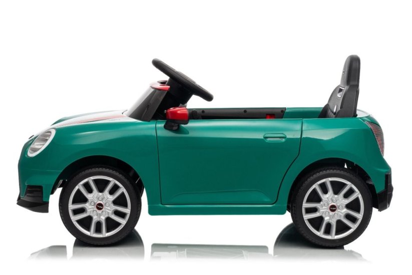 Beneo Elektrické auto BMW Mini Cooper 12V, zelené, USB vstup s Bluetooth připojením na MP3 přehrávač, 2,4GHz dálkové ovládání, 2 x 25W motor, lithiová baterie, LED světla, ORIGINÁLNÍ licence