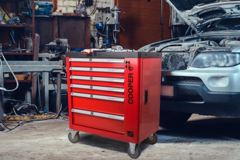 Dílenský vozík G21 Cooper 6, červený