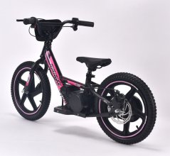 Dětské elektrické odrážedlo RIRIBIKE RTX6 24V (16”), růžové, Lithiová baterie, 250W Motor, Kotoučová brzda, Nastavitelné měkké PU sedátko