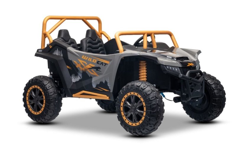 Elektrická buggy Arctic CAT XXL 4x4 24V, šedá, dvoumístná, měkká EVA kola, výkonné motory, lithiová baterie, MP3 přehrávač s Bluetooth, odpružená zadní náprava, koženková sedadla, originální licence