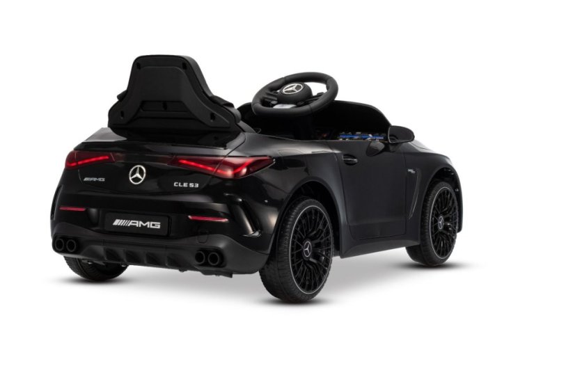 Beneo Elektrické autíčko Mercedes CLE 12V s pohonom zadných kolies, čierne, Jednomiestne, Lítiová batéria, LED svetlá, široké sedadlo, 2,4 GHz diaľkový ovládač, MP3 prehrávač so vstupom USB/AUX a Bluetooth, ORIGINAL Licencia