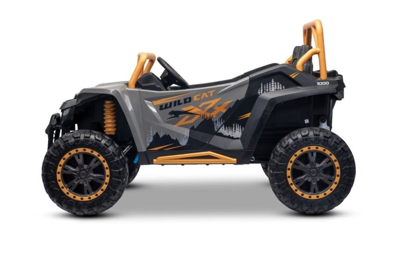 Elektrická buggy Arctic CAT XXL 4x4 24V, šedá, dvoumístná, měkká EVA kola, výkonné motory, lithiová baterie, MP3 přehrávač s Bluetooth, odpružená zadní náprava, koženková sedadla, originální licence