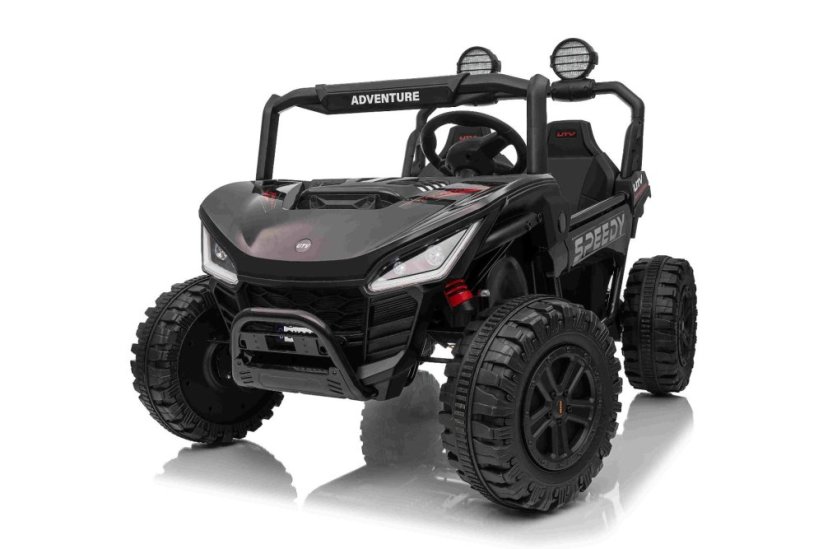 Elektrické auto Beneo T-REX Ride 4x4 dvoumístné 24V, černé, MP3 přehrávač se vstupem USB/AUX, pohon 4x4, lithiová baterie, odpružení, dálkové ovládání, LED světla