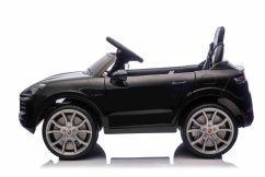 Elektrické autíčko Beneo Porsche Cayenne 12V s pohonem zadních kol a licencí (Jednomístné), černé, Lithiová baterie, široké sedátko, Odpružené nápravy, 2,4 GHz Dálkový ovladač, MP3 přehrávač se vstupem USB/AUX, LED světla