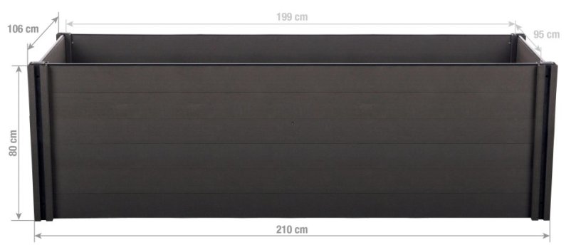 Vyvýšený záhon G21 Crop 210 x 106 x 80, WPC, Eben