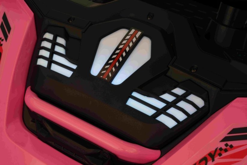 Beneo Elektrické auto T-REX Ride 4x4 dvoumístné 24V, růžové, MP3 přehrávač se vstupem USB/AUX, pohon 4x4, lithiová baterie, odpružení, dálkové ovládání, LED světla