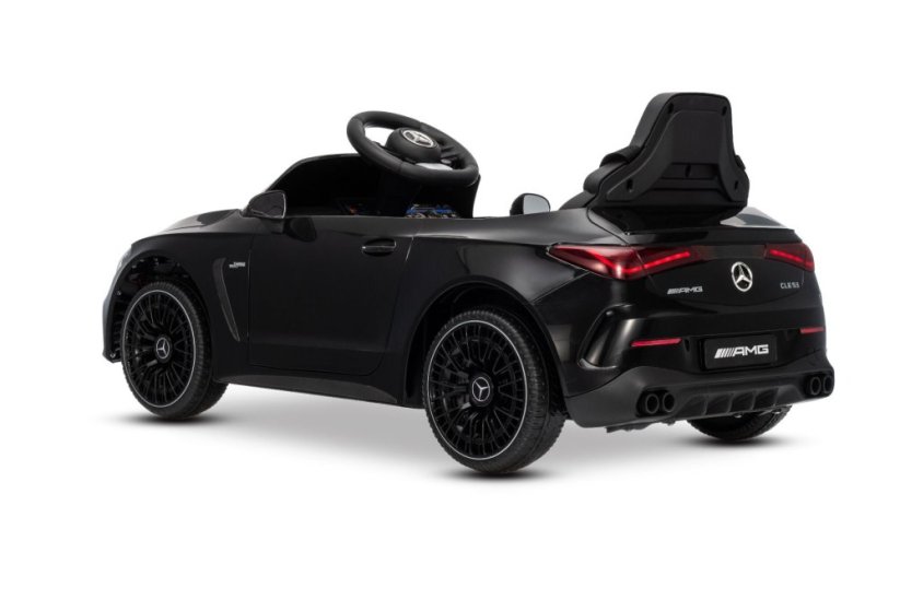 Beneo Elektrické autíčko Mercedes CLE 12V s pohonom zadných kolies, čierne, Jednomiestne, Lítiová batéria, LED svetlá, široké sedadlo, 2,4 GHz diaľkový ovládač, MP3 prehrávač so vstupom USB/AUX a Bluetooth, ORIGINAL Licencia