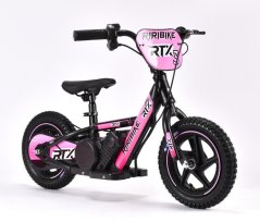 Dětské elektrické odrážedlo RIRIBIKE RTX3 24V (12”), růžové, Lithiová baterie, 100W motor, Kotoučová brzda, Nastavitelné měkké PU sedátko