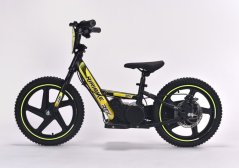 Dětské elektrické odrážedlo RIRIBIKE RTX6 24V (16”), žluté, Lithiová baterie, 250W Motor, Kotoučová brzda, Nastavitelné měkké PU sedátko
