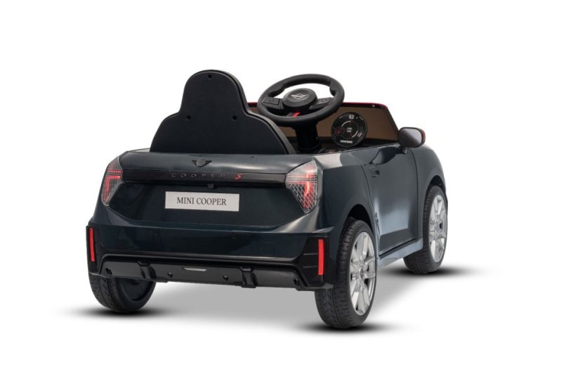 Beneo Elektrické auto BMW Mini Cooper 12V, černé, USB vstup s Bluetooth připojením na MP3 přehrávač, 2,4GHz dálkové ovládání, 2 x 25W motor, lithiová baterie, LED světla, ORIGINÁLNÍ licence
