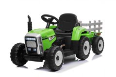 Beneo elektrický Traktor Workers s vlečkou pohon zadných kolies 12V batéria Eva kolesá široké kožené sedadlo 24 GHz Diaľkový ovládač Jednomiestne MP3 prehrávač so vstupom USB/SD Led zelená