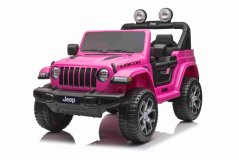 Beneo Elektrické autíčko JEEP Wrangler, Jednomiestne, Ružové, Koženkové sedadlá, Rádio s Bluetooth prehrávačom, SD/USB vstup, Pohon 4x4, Lítiová batéria, EVA kolesá, Odpružená náprava, 2,4 GHz Dialkové Ovládanie