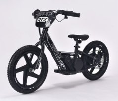 Dětské elektrické odrážedlo RIRIBIKE RTX6 24V (16”), černé, Lithiová baterie, 250W Motor, Kotoučová brzda, Nastavitelné měkké PU sedátko