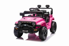 Beneo Elektrické autíčko OFFROAD NEW s pohonem zadních kol, růžové, Lithiová baterie, Vysoký podvozek, široké sedátko, Odpružené nápravy, 2,4 GHz Dálkový ovladač, MP3 přehrávač se vstupem USB/SD, LED světla