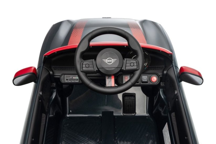 Beneo Elektrické auto BMW Mini Cooper 12V, černé, USB vstup s Bluetooth připojením na MP3 přehrávač, 2,4GHz dálkové ovládání, 2 x 25W motor, lithiová baterie, LED světla, ORIGINÁLNÍ licence