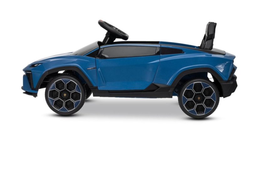 Beneo Elektrické autíčko Lamborghini Lanzador 12V s pohonom zadných kolies a licenciou (Jednomiestne), modré, Lítiová batéria, LED svetlá, široké sedadlo, 2,4 GHz diaľkový ovládač, MP3 prehrávač so vstupom USB/AUX a Bluetooth