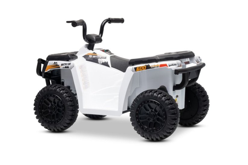 Elektrická štvorkolka Beneo Arctic Cat 12V so zadným pohonom, biela, LED svetlá, Lítiová batéria, 2 x 25W motor, Originál Licencia