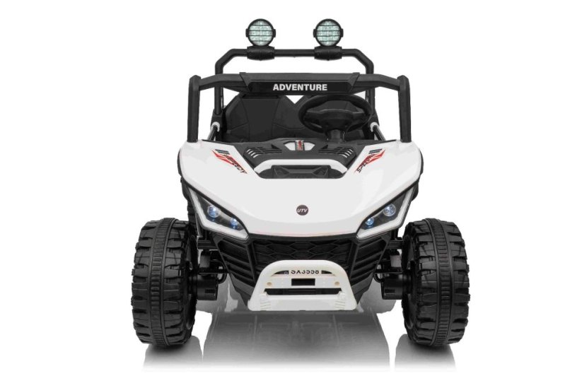 Elektrické auto Beneo T-REX Ride 4x4 dvoumístné 24V, bílé, MP3 přehrávač se vstupem USB/AUX, pohon 4x4, lithiová baterie, odpružení, dálkové ovládání, LED světla
