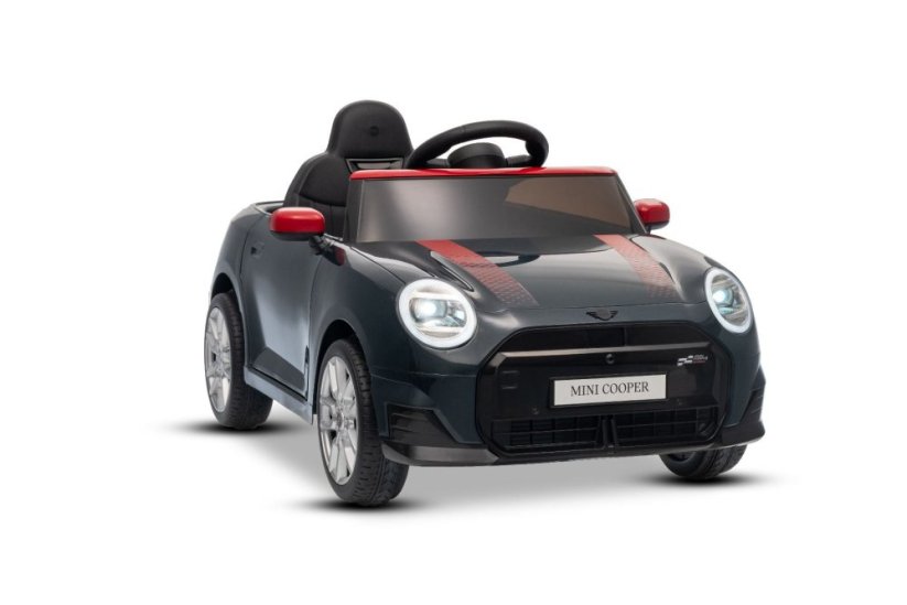 Beneo Elektrické auto BMW Mini Cooper 12V, černé, USB vstup s Bluetooth připojením na MP3 přehrávač, 2,4GHz dálkové ovládání, 2 x 25W motor, lithiová baterie, LED světla, ORIGINÁLNÍ licence
