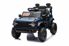 Elektrické autíčko Beneo Ford Bronco s pohonem zadních kol s licencí (Jednomístné), modré, Lithiová baterie, Vysoký podvozek, široké sedátko, Odpružená zadní náprava, 2,4 GHz Dálkový ovladač, MP3 přehrávač se vstupem USB, LED