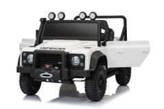 Beneo Elektrické autíčko Land Rover Defender 110 SVX 12V, biele, 4X4 pohon, LED svetlá, predné aj zadné odpruženie kolies, 2.4 GHz diaľkové ovládanie, USB/Aux Vstup, Bluetooth, Lítiová batéria, 4 X 25W motor, ORIGINÁL licencia