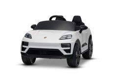 Beneo Porsche Macan 12V Licenční elektromobil s pohonem zadních kol (jednomístný), bílý, lithiová baterie, široká sedadla, odpružené nápravy, 2,4GHz dálkové ovládání, MP3 přehrávač se vstupem USB/AUX, LED světla