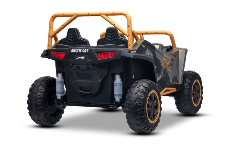 Elektrická buggy Arctic CAT XXL 4x4 24V, šedá, dvoumístná, měkká EVA kola, výkonné motory, lithiová baterie, MP3 přehrávač s Bluetooth, odpružená zadní náprava, koženková sedadla, originální licence