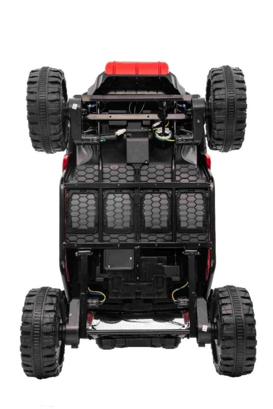 Elektrické auto Beneo T-REX Ride 4x4 dvoumístné 24V, červené, MP3 přehrávač se vstupem USB/AUX, pohon 4x4, lithiová baterie, odpružení, dálkové ovládání, LED světla