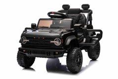 Elektrické autíčko Beneo Ford Bronco s pohonem zadních kol s licencí (Jednomístné), černé, Lithiová baterie, Vysoký podvozek, široké sedátko, Odpružená zadní náprava, 2,4 GHz Dálkový ovladač, MP3 přehrávač se vstupem USB, LED