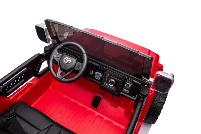 Beneo Elektrické autíčko Toyota FJ Cruiser XXL s pohonom 4x4, licencované (Dvojmiestne), červené, Prenosná lítiová batéria, Vysoký podvozok, Dve sedadlá, Odpružená zadná náprava, 2,4 GHz Diaľkový ovládač, MP3 prehrávač s Bt, LED