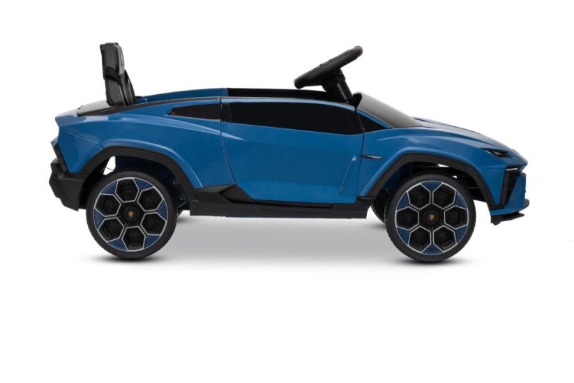 Beneo Elektrické autíčko Lamborghini Lanzador 12V s pohonom zadných kolies a licenciou (Jednomiestne), modré, Lítiová batéria, LED svetlá, široké sedadlo, 2,4 GHz diaľkový ovládač, MP3 prehrávač so vstupom USB/AUX a Bluetooth