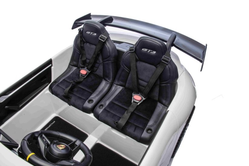 Beneo Elektrické autíčko Porsche 911GT3 24V s pohonom 4x4, biele, Dvojmiestne sedadlo, 2,4 GHz diaľkové ovládanie, USB/AUX Vstup, 200W motory, Odpruženie, Lítiová batéria, LED svetlá vpredu aj vzadu, ORIGINÁL licencia