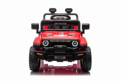 Beneo Elektrické autíčko OFFROAD NEW s pohonem zadních kol, červené, Lithiová baterie, Vysoký podvozek, široké sedátko, Odpružené nápravy, 2,4 GHz Dálkový ovladač, MP3 přehrávač se vstupem USB/SD, LED světla