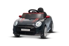 Beneo Elektrické autíčko BMW Mini Cooper 12V, čierne, USB Vstup s Bluetooth pripojením na MP3 Prehrávači, 2,4 GHz diaľkové ovládanie, 2 x 25W Motor, Lítiová batéria, LED svetlá, ORIGINAL licencia