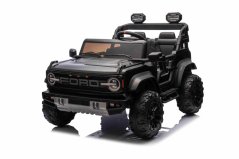 Elektrické autíčko Beneo Ford Bronco XL s pohonem zadních kol, licencované (Dvoumístné), černé, Lithiová baterie, Vysoký podvozek, Dvě sedadla, Odpružená zadní náprava, 2,4 GHz Dálkový ovladač, MP3 přehrávač se vstupem USB, LED