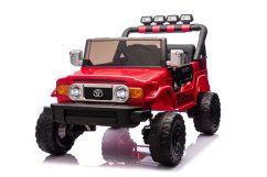 Beneo Elektrické autíčko Toyota FJ Cruiser XXL s pohonom 4x4, licencované (Dvojmiestne), červené, Prenosná lítiová batéria, Vysoký podvozok, Dve sedadlá, Odpružená zadná náprava, 2,4 GHz Diaľkový ovládač, MP3 prehrávač s Bt, LED