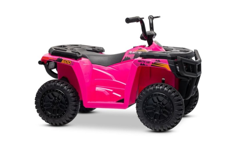 Elektrická čtyřkolka Beneo Arctic Cat 12V se zadním pohonem, růžová, LED světla, lithiová baterie, 2 x 25W motor, originální licence