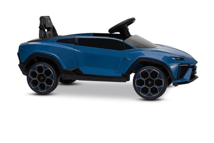 Beneo Elektrické autíčko Lamborghini Lanzador 12V s pohonom zadných kolies a licenciou (Jednomiestne), modré, Lítiová batéria, LED svetlá, široké sedadlo, 2,4 GHz diaľkový ovládač, MP3 prehrávač so vstupom USB/AUX a Bluetooth