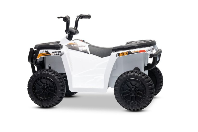 Elektrická štvorkolka Beneo Arctic Cat 12V so zadným pohonom, biela, LED svetlá, Lítiová batéria, 2 x 25W motor, Originál Licencia